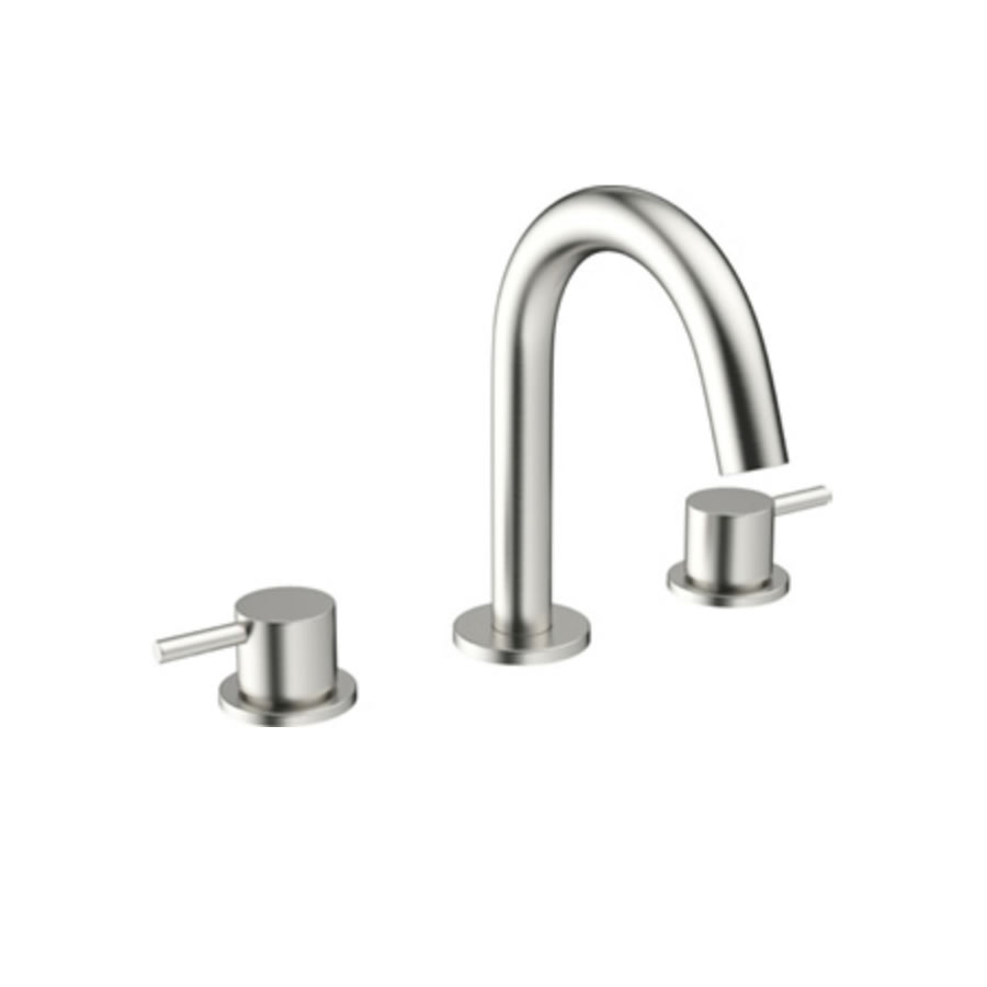 Mike Pro basin 3 hole set Brushed stainless steel effect